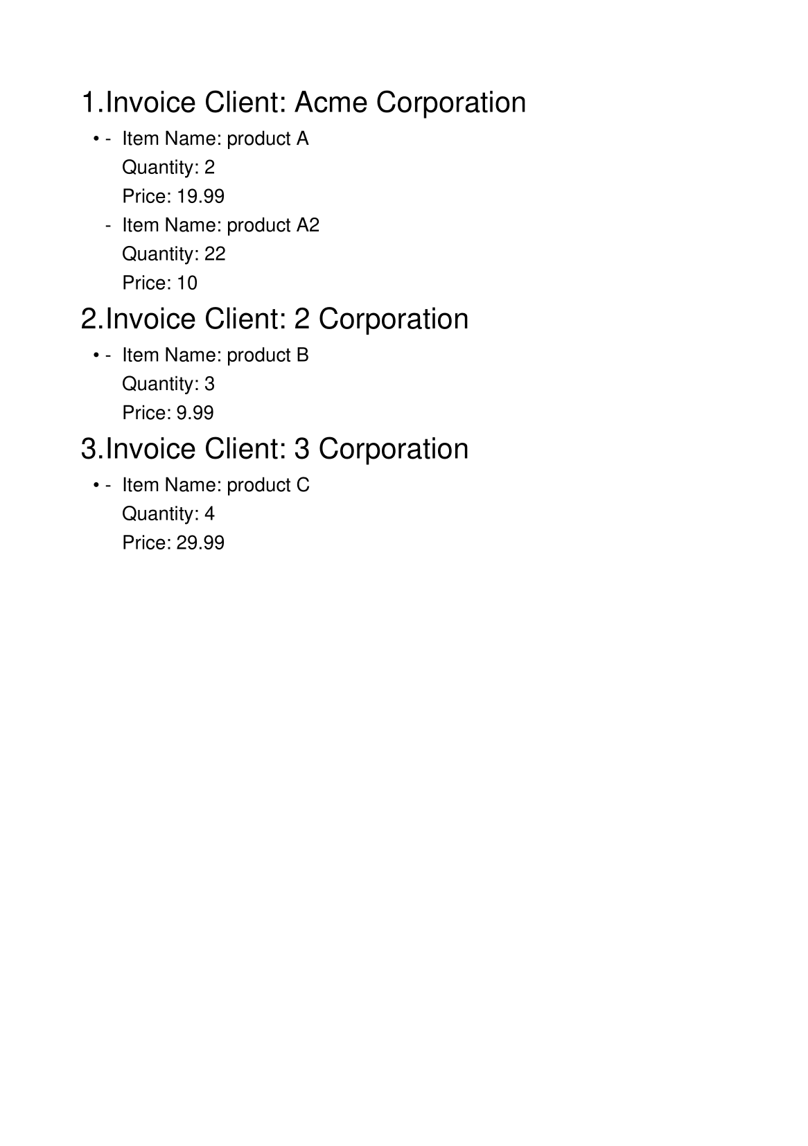 Generated PDF invoice template