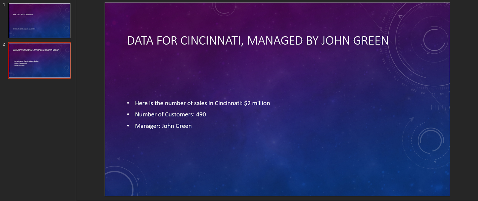 PPTX slides created from template - golang
