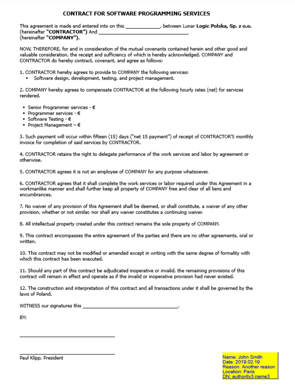 This is an example of a digital signature on a PDF